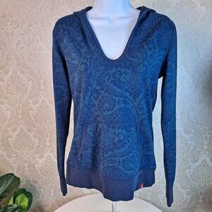 North Face Size Small Blue Patterned Pullover w/Hood Kangaroo Pocket Wool Blend